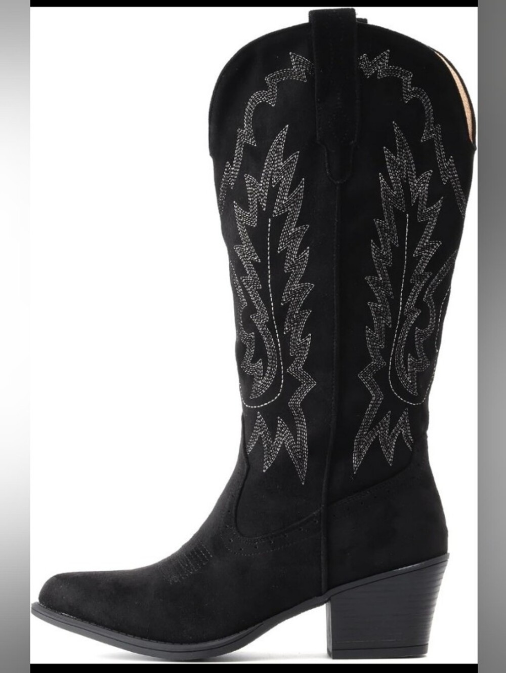 Woman's SZ 9.5 Suede Cowboy Boots Chunky Heel- IN box!